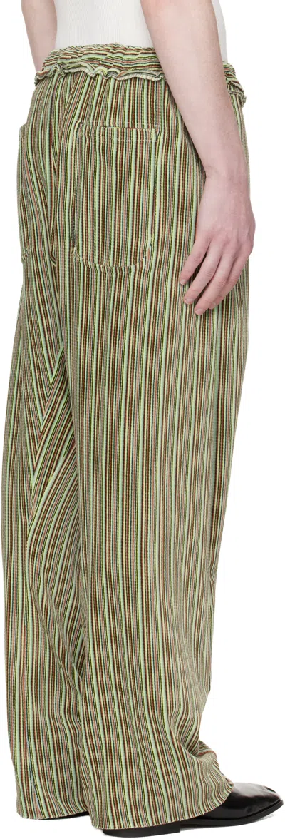 Edward Cuming Green Twisted Track Pants In Multi