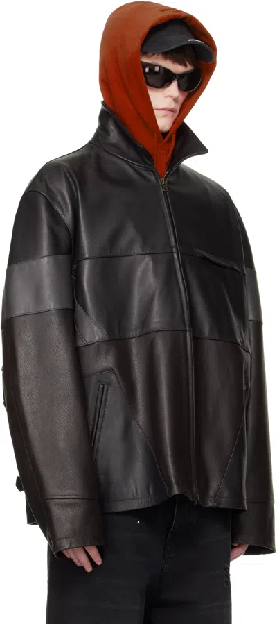 Vetements Patchwork Leather Jacket In Black
