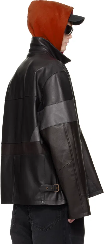 Vetements Patchwork Leather Jacket In Black
