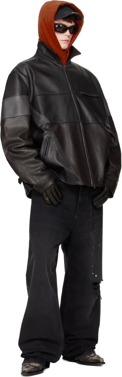 Vetements Patchwork Leather Jacket In Black