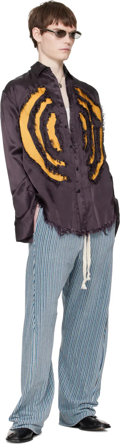 Edward Cuming Blue Twisted Track Pants In Multi