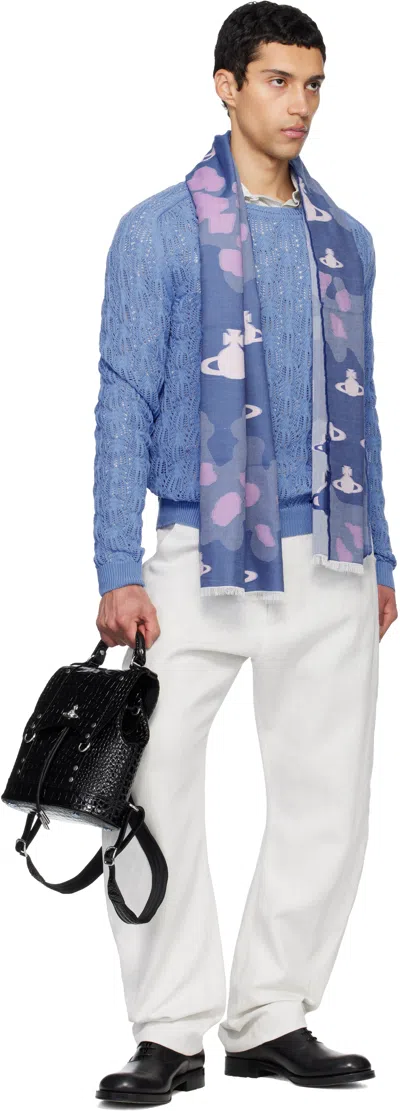 Vivienne Westwood Rectangular Scarf In Blue