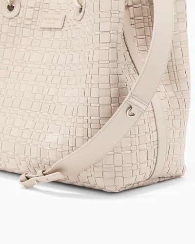 Emporio Armani Myea Medium Shopper Bag In Woven Nylon In Neutral