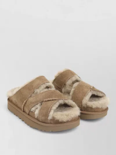 Ugg Chestnut Suede Greenport Cross Strap Sandals In Brown
