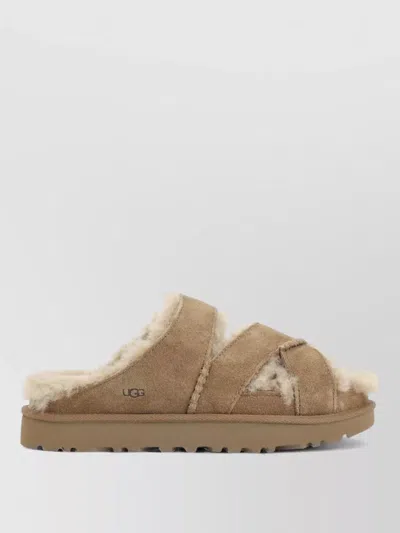 Ugg Chestnut Suede Greenport Cross Strap Sandals In Brown