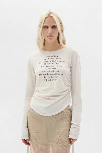 Ann Demeulemeester Dot Wrinkled Cropped Long Sleeve Top In White