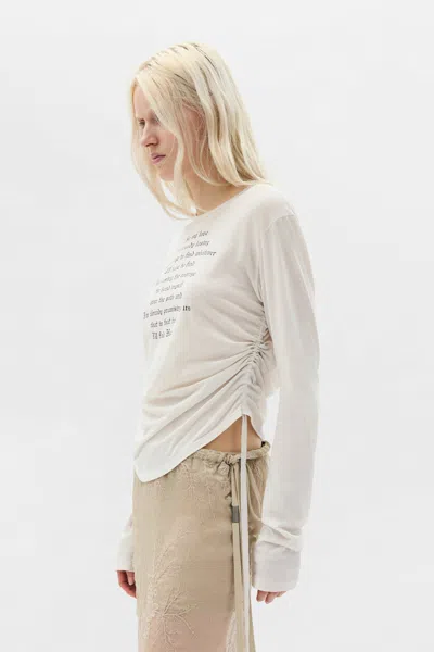 Ann Demeulemeester Dot Wrinkled Cropped Long Sleeve Top In White