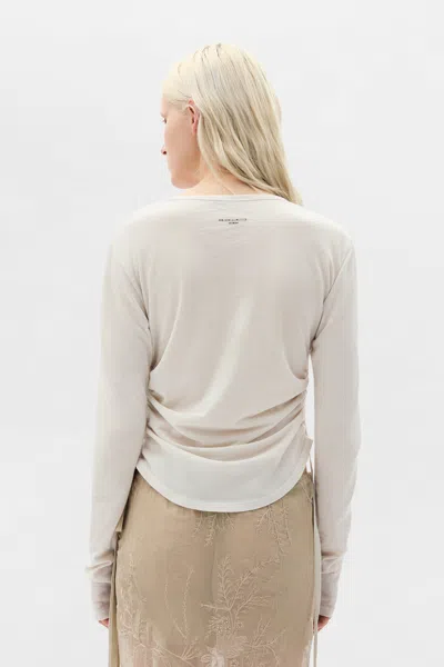 Ann Demeulemeester Dot Wrinkled Cropped Long Sleeve Top In White