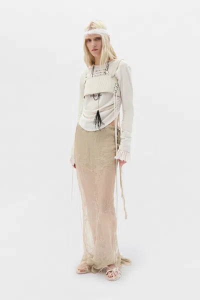 Ann Demeulemeester Dot Wrinkled Cropped Long Sleeve Top In White