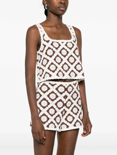 Maje Floral-embroidered Crochet Top In Multi