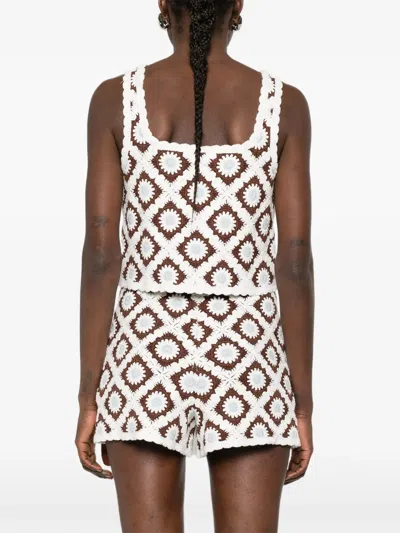 Maje Floral-embroidered Crochet Top In Multi