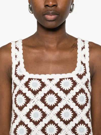 Maje Floral-embroidered Crochet Top In Multi