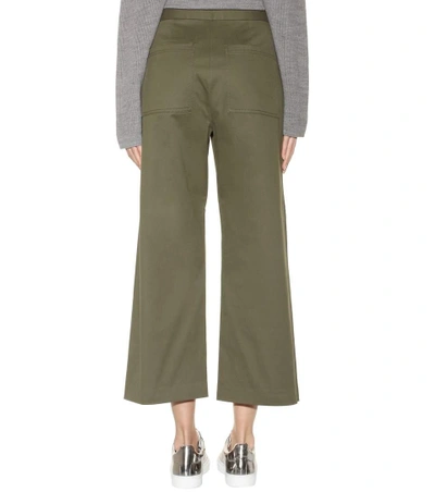 Shop Alexander Wang T High-waisted Cotton-blend Trousers In Fatigue