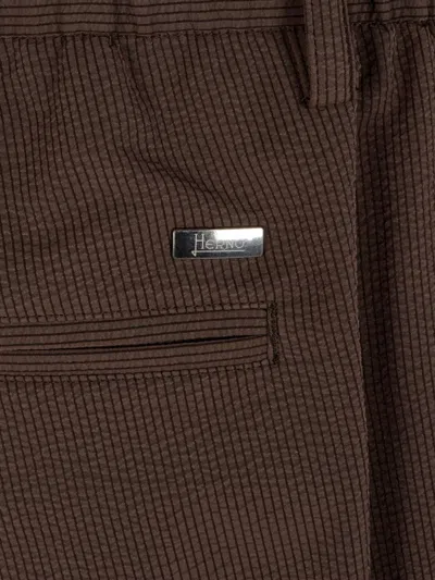 Herno Drawstring Textured Trousers In Brown