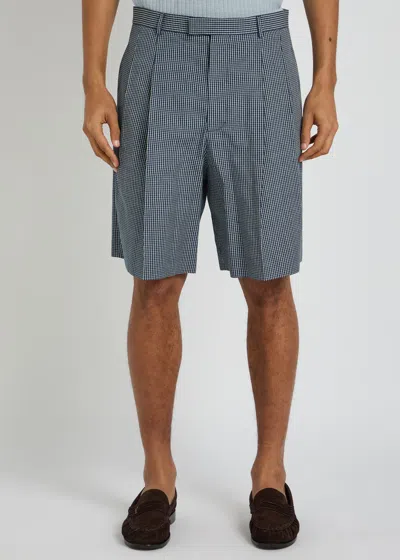 Givenchy Checked Cotton Shorts In Blue