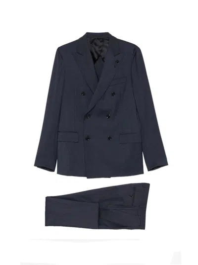 Lardini Double-breasted Suit In Black