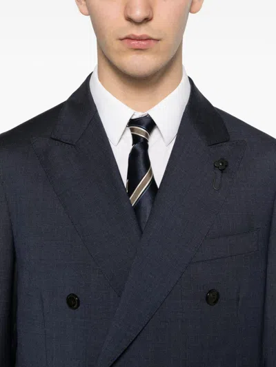 Lardini Double-breasted Suit In Black