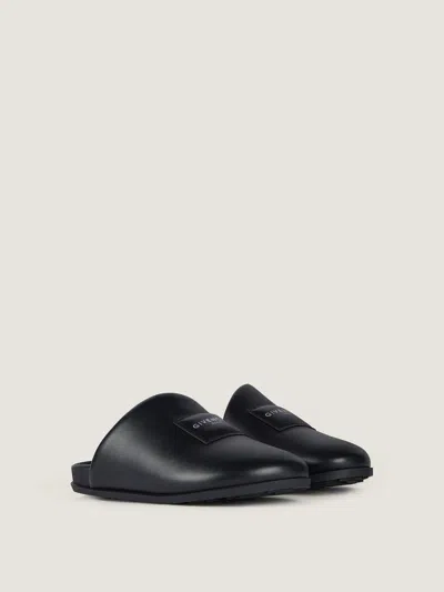 Givenchy Label Flat Mules In Black Nappa Leather Women In Multi