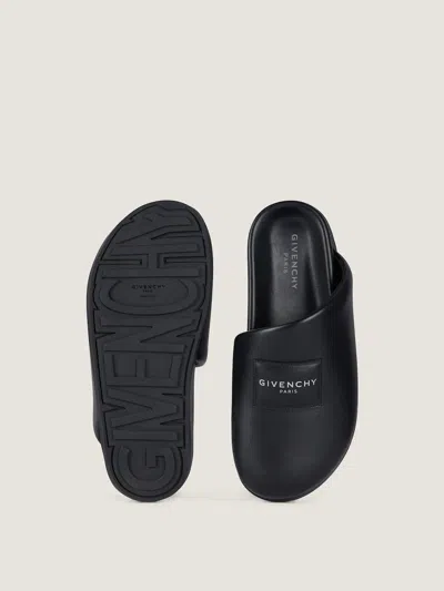 Givenchy Label Flat Mules In Black Nappa Leather Women In Multi
