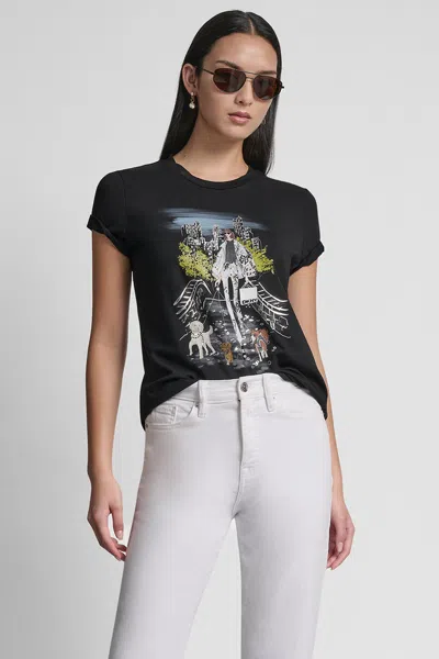 Dkny Crystal Embellished Central Park Conversational Graphic T-shirt In Black