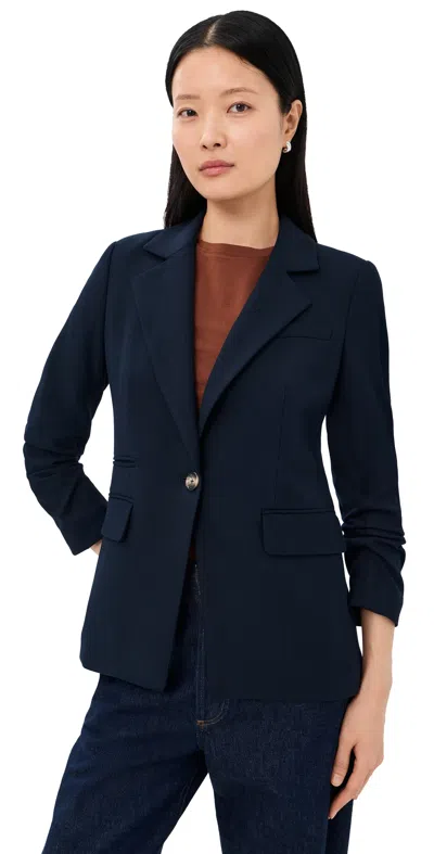 Veronica Beard Howard Single-breasted Belted Cotton Blazer In Blue
