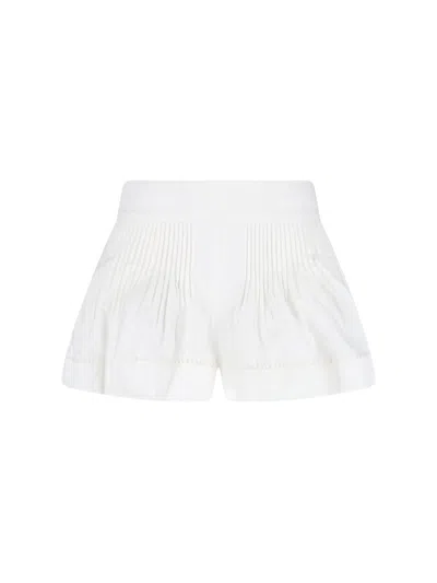 Isabel Marant Cybila Pintucked Cotton Shorts In White