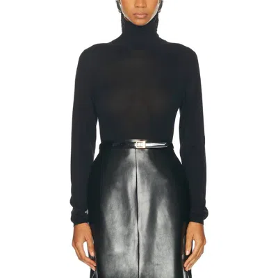 Saint Laurent Womens Black Turtleneck Wool Pullover In Black