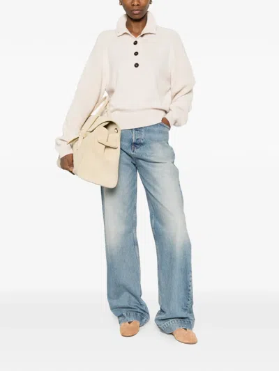 Bompard Buttoned High-neck Sweater In Neutral