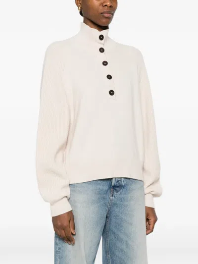 Bompard Buttoned High-neck Sweater In Neutral