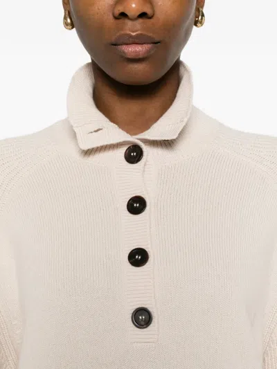 Bompard Buttoned High-neck Sweater In Neutral