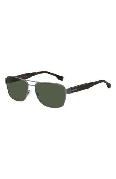 Hugo Boss Boss 60mm Polarized Rectangular Sunglasses In Green
