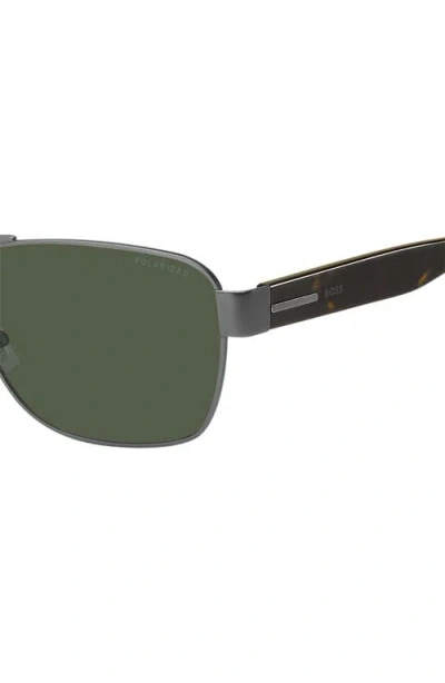 Hugo Boss Boss 60mm Polarized Rectangular Sunglasses In Green
