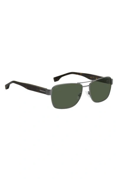 Hugo Boss Boss 60mm Polarized Rectangular Sunglasses In Green