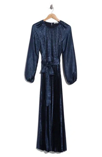Simkhai Varenya Long Sleeve Pleated Maxi Dress In Blue