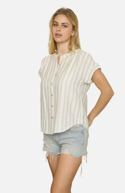 Blu Pepper Stripe Button-up Shirt In White