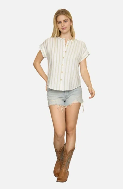 Blu Pepper Stripe Button-up Shirt In White
