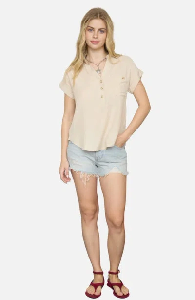 Blu Pepper Half Button Shirt In Neutral