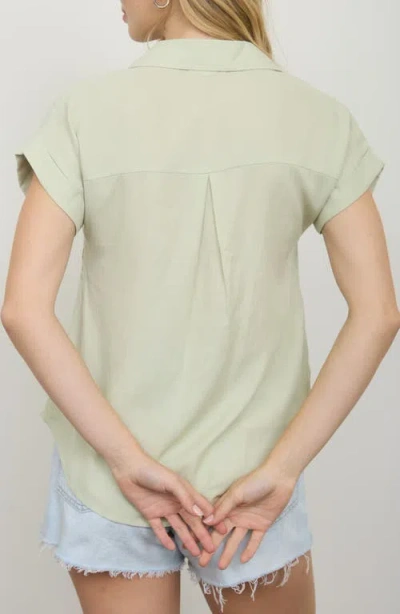 Blu Pepper Half Button Shirt In Green