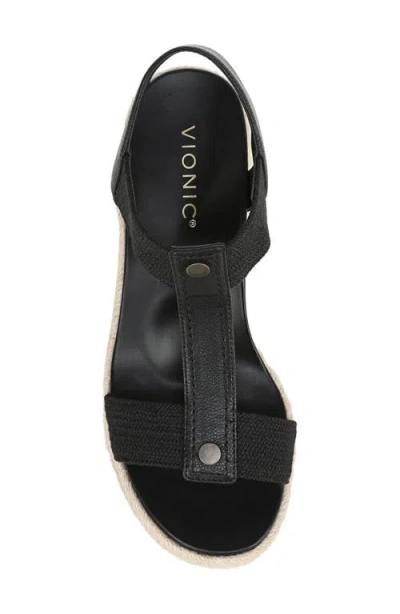 Vionic Wide Width Calera Espadrille Wedge Sandal In Black