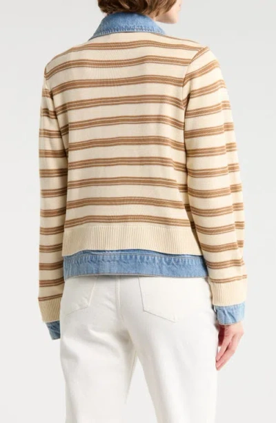 Democracy Stripe Mixed Media Jacket In Multi