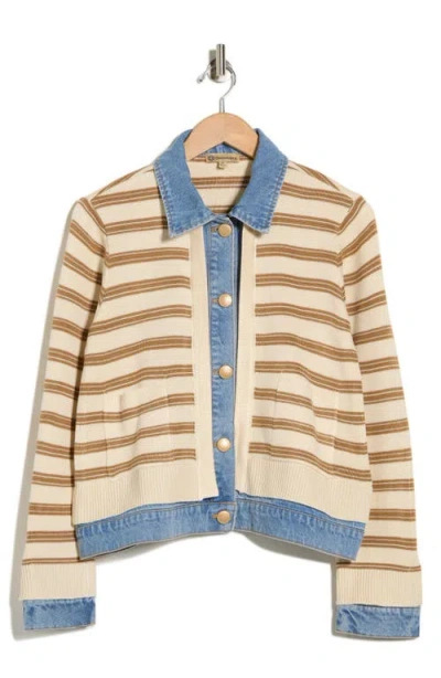 Democracy Stripe Mixed Media Jacket In Multi