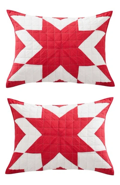 Melange Home Star Patch Patchwork Quilt Set In Red