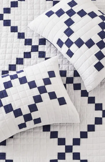 Melange Home Irish Chain Patchwork Quilt Set In Blue