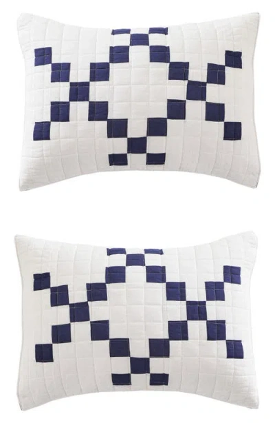 Melange Home Irish Chain Patchwork Quilt Set In Blue