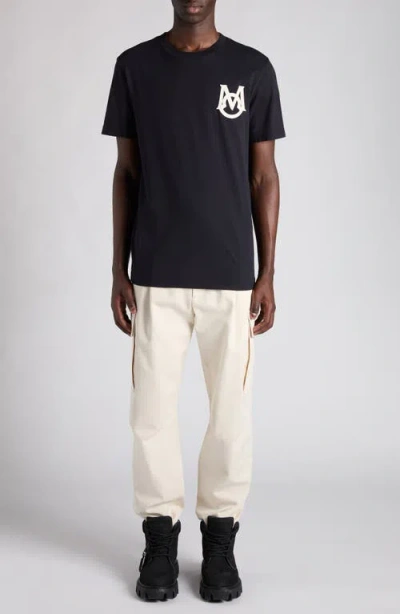 Moncler Cotton T-shirt Featuring Embroidered Patch In Blue
