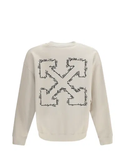 Off-white Script Arrow Crewneck Sweatshirt In Neutral