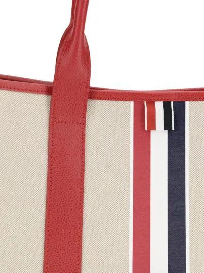 Thom Browne Medium Tool Tote With Leather Handle In Neutral