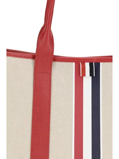Thom Browne Medium Tool Tote With Leather Handle In Neutral