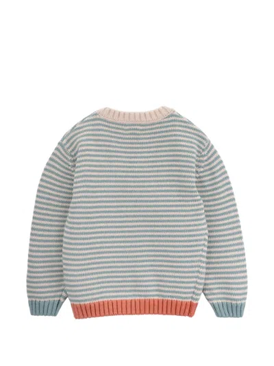 Knot Striped-pattern Button Cardigan In Blue