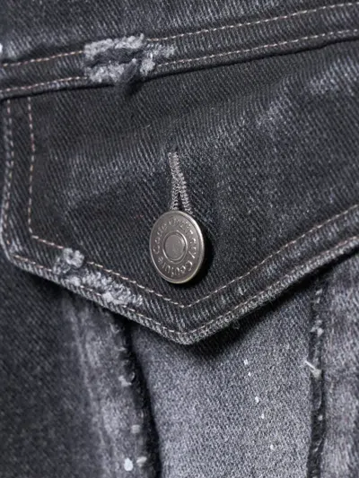 Ordinary Couture Code Skull Biker Denim Vest In Black